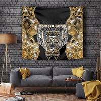 Aotearoa Waikato Tainui Tapestry Maori Light Gold Tribal Paua Shell Pattern