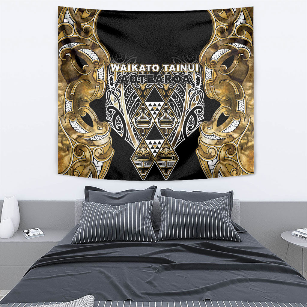 Aotearoa Waikato Tainui Tapestry Maori Light Gold Tribal Paua Shell Pattern