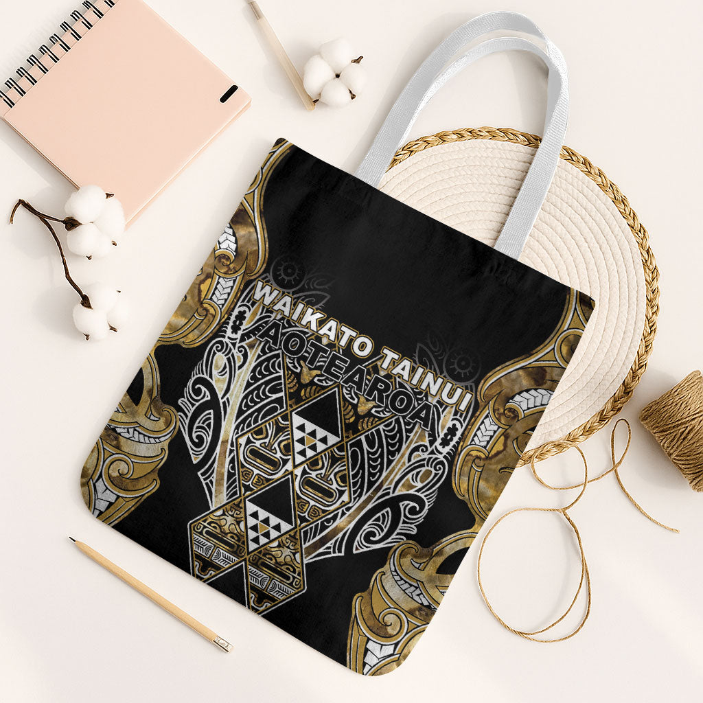Aotearoa Waikato Tainui Tote Bag Maori Light Gold Tribal Paua Shell Pattern