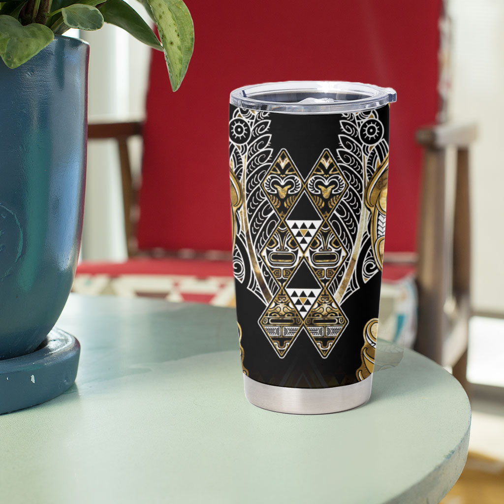 Aotearoa Waikato Tainui Tumbler Cup Maori Light Gold Tribal Paua Shell Pattern