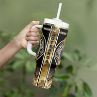 Aotearoa Waikato Tainui Tumbler With Handle Maori Light Gold Tribal Paua Shell Pattern