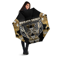 Aotearoa Waikato Tainui Umbrella Maori Light Gold Tribal Paua Shell Pattern