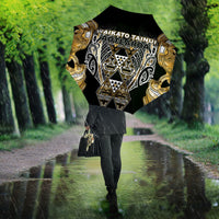 Aotearoa Waikato Tainui Umbrella Maori Light Gold Tribal Paua Shell Pattern