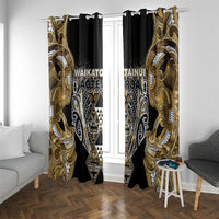 Aotearoa Waikato Tainui Window Curtain Maori Light Gold Tribal Paua Shell Pattern