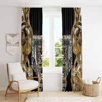 Aotearoa Waikato Tainui Window Curtain Maori Light Gold Tribal Paua Shell Pattern