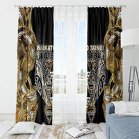 Aotearoa Waikato Tainui Window Curtain Maori Light Gold Tribal Paua Shell Pattern