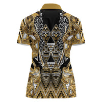 Aotearoa Waikato Tainui Women Polo Shirt Maori Light Gold Tribal Paua Shell Pattern