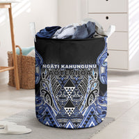 Aotearoa Ngati Kahungunu Laundry Basket Maori Tribal Blue Paua Shell Pattern