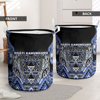 Aotearoa Ngati Kahungunu Laundry Basket Maori Tribal Blue Paua Shell Pattern