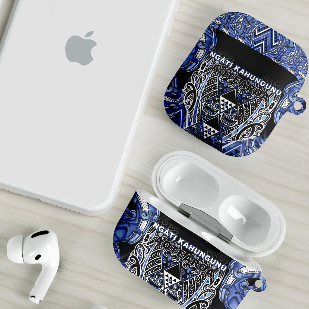 Aotearoa Ngati Kahungunu AirPods Case Maori Tribal Blue Paua Shell Pattern