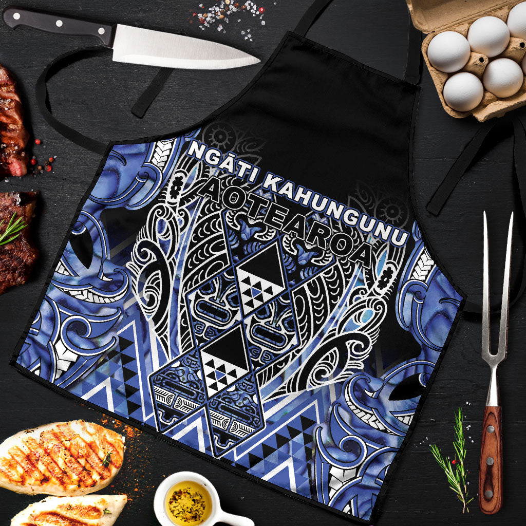 Aotearoa Ngati Kahungunu Apron Maori Tribal Blue Paua Shell Pattern