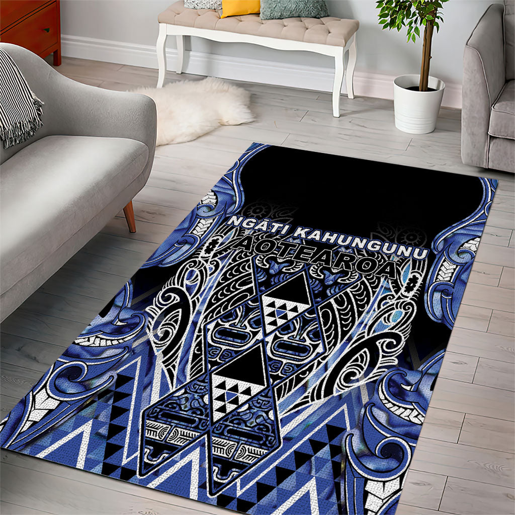 Aotearoa Ngati Kahungunu Area Rug Maori Tribal Blue Paua Shell Pattern
