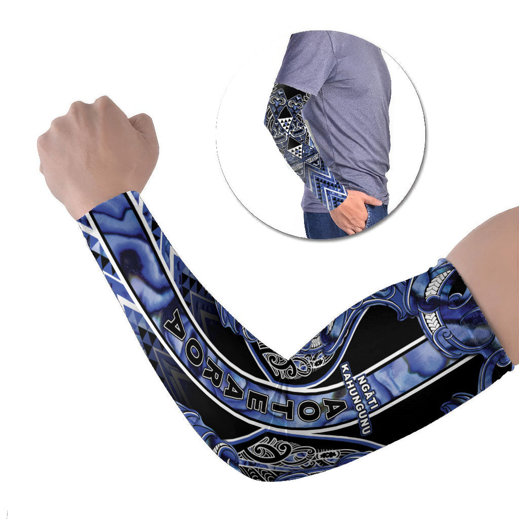 Aotearoa Ngati Kahungunu Arm Sleeves Maori Tribal Blue Paua Shell Pattern