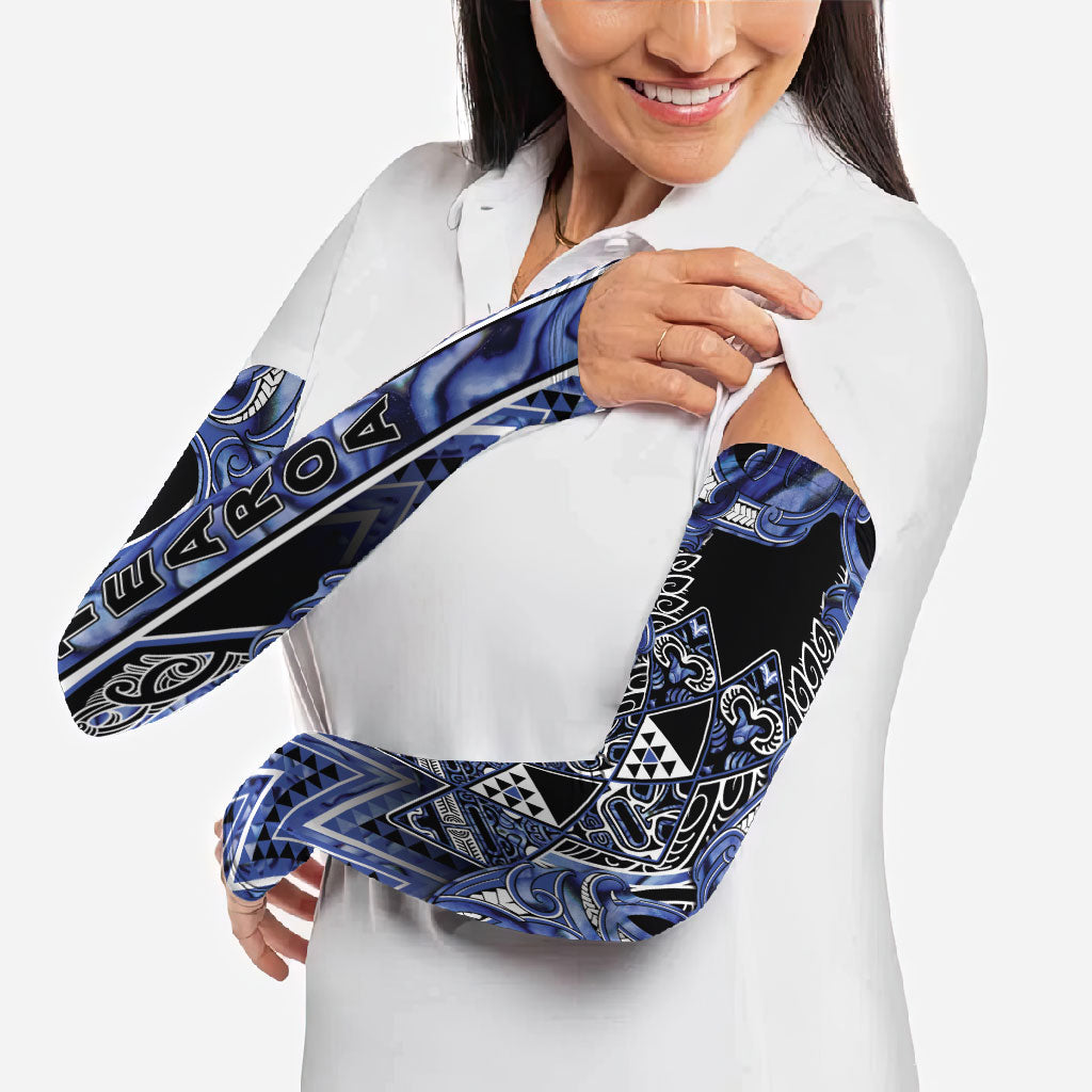 Aotearoa Ngati Kahungunu Arm Sleeves Maori Tribal Blue Paua Shell Pattern