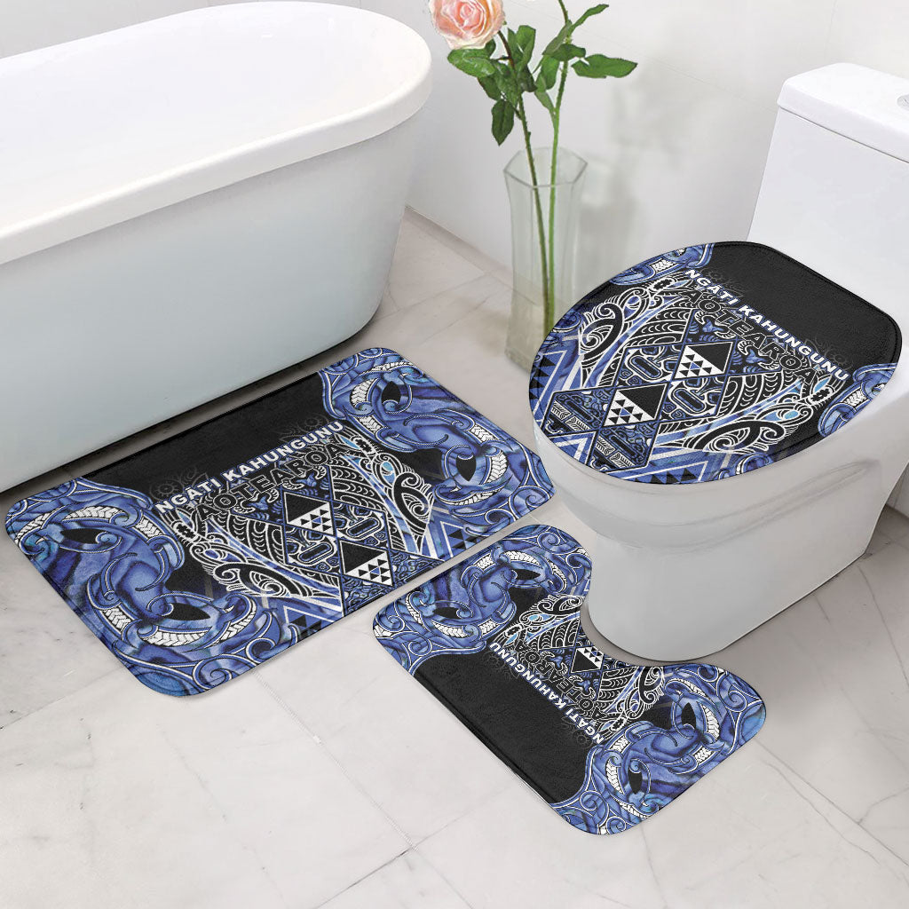 Aotearoa Ngati Kahungunu Bathroom Set Maori Tribal Blue Paua Shell Pattern