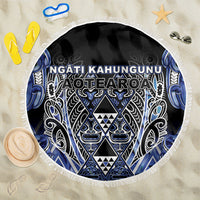 Aotearoa Ngati Kahungunu Beach Blanket Maori Tribal Blue Paua Shell Pattern