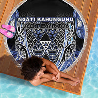 Aotearoa Ngati Kahungunu Beach Blanket Maori Tribal Blue Paua Shell Pattern