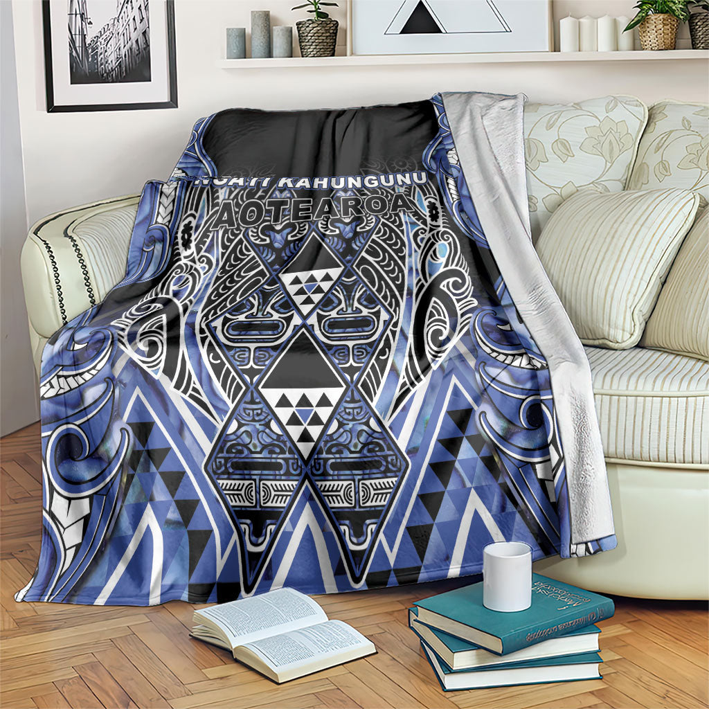 Aotearoa Ngati Kahungunu Blanket Maori Tribal Blue Paua Shell Pattern