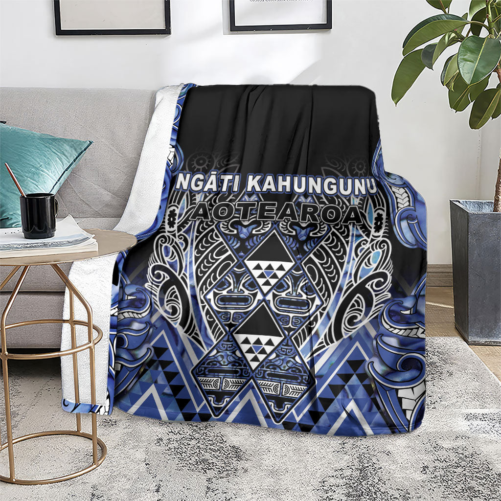 Aotearoa Ngati Kahungunu Blanket Maori Tribal Blue Paua Shell Pattern