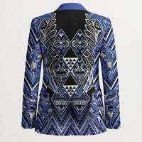 Aotearoa Ngati Kahungunu Blazer Maori Tribal Blue Paua Shell Pattern