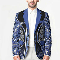 Aotearoa Ngati Kahungunu Blazer Maori Tribal Blue Paua Shell Pattern