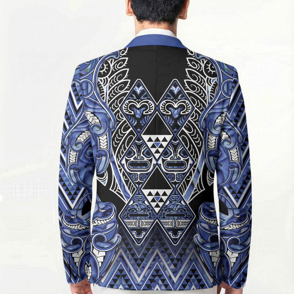 Aotearoa Ngati Kahungunu Blazer Maori Tribal Blue Paua Shell Pattern