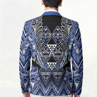 Aotearoa Ngati Kahungunu Blazer Maori Tribal Blue Paua Shell Pattern