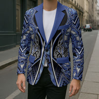 Aotearoa Ngati Kahungunu Blazer Maori Tribal Blue Paua Shell Pattern