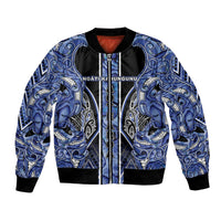 Aotearoa Ngati Kahungunu Bomber Jacket Maori Tribal Blue Paua Shell Pattern