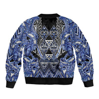 Aotearoa Ngati Kahungunu Bomber Jacket Maori Tribal Blue Paua Shell Pattern