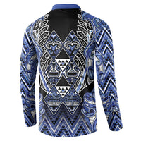 Aotearoa Ngati Kahungunu Button Sweatshirt Maori Tribal Blue Paua Shell Pattern