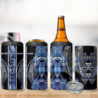 Aotearoa Ngati Kahungunu 4 in 1 Can Cooler Tumbler Maori Tribal Blue Paua Shell Pattern
