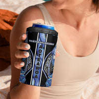 Aotearoa Ngati Kahungunu 4 in 1 Can Cooler Tumbler Maori Tribal Blue Paua Shell Pattern