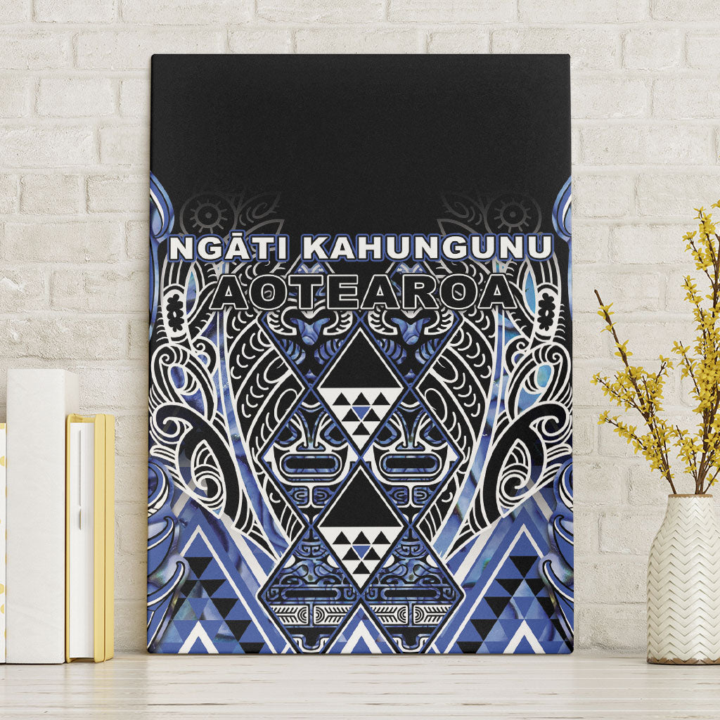 Aotearoa Ngati Kahungunu Canvas Wall Art Maori Tribal Blue Paua Shell Pattern DT05 Without Frame Blue - Polynesian Pride