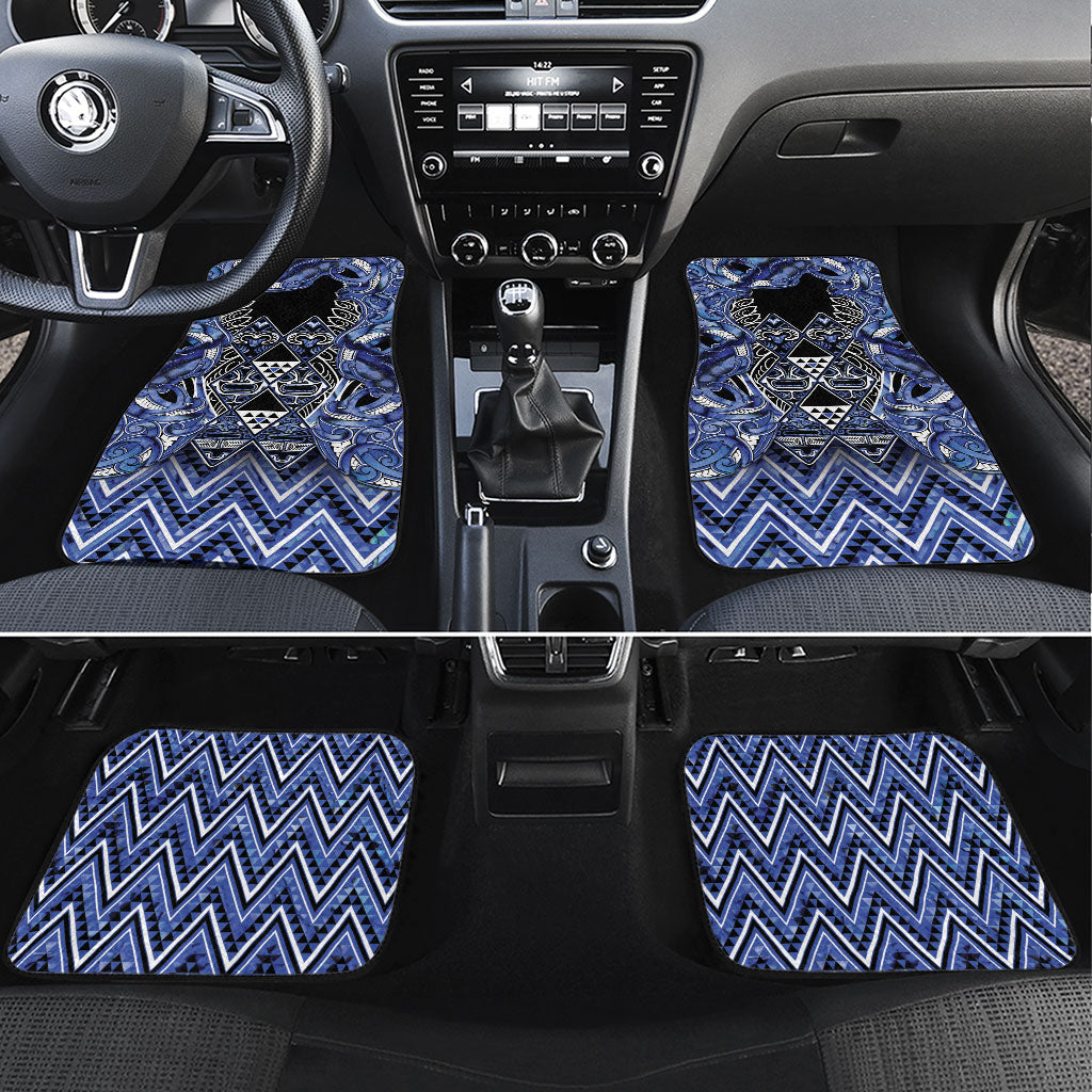 Aotearoa Ngati Kahungunu Car Mats Maori Tribal Blue Paua Shell Pattern DT05 Set 4pcs Blue - Polynesian Pride