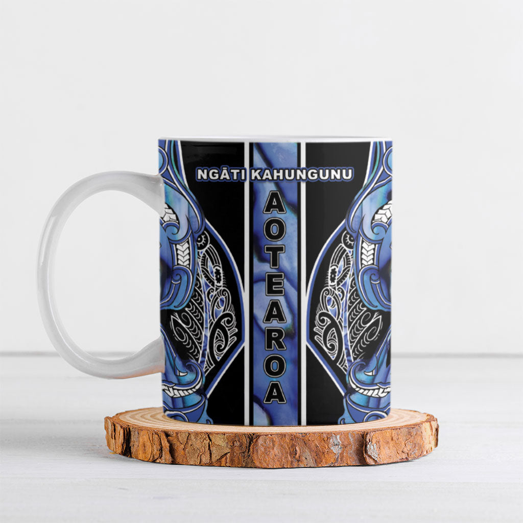 Aotearoa Ngati Kahungunu Ceramic Mug Maori Tribal Blue Paua Shell Pattern