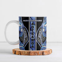 Aotearoa Ngati Kahungunu Ceramic Mug Maori Tribal Blue Paua Shell Pattern