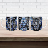 Aotearoa Ngati Kahungunu Ceramic Mug Maori Tribal Blue Paua Shell Pattern