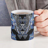 Aotearoa Ngati Kahungunu Ceramic Mug Maori Tribal Blue Paua Shell Pattern