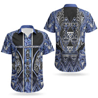 Aotearoa Ngati Kahungunu Couples Matching Tank Maxi Dress and Hawaiian Shirt Maori Tribal Blue Paua Shell Pattern