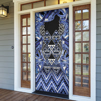 Aotearoa Ngati Kahungunu Door Cover Maori Tribal Blue Paua Shell Pattern