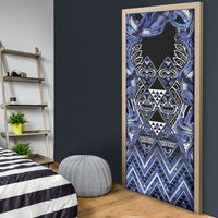 Aotearoa Ngati Kahungunu Door Cover Maori Tribal Blue Paua Shell Pattern