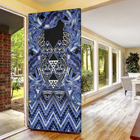 Aotearoa Ngati Kahungunu Door Cover Maori Tribal Blue Paua Shell Pattern