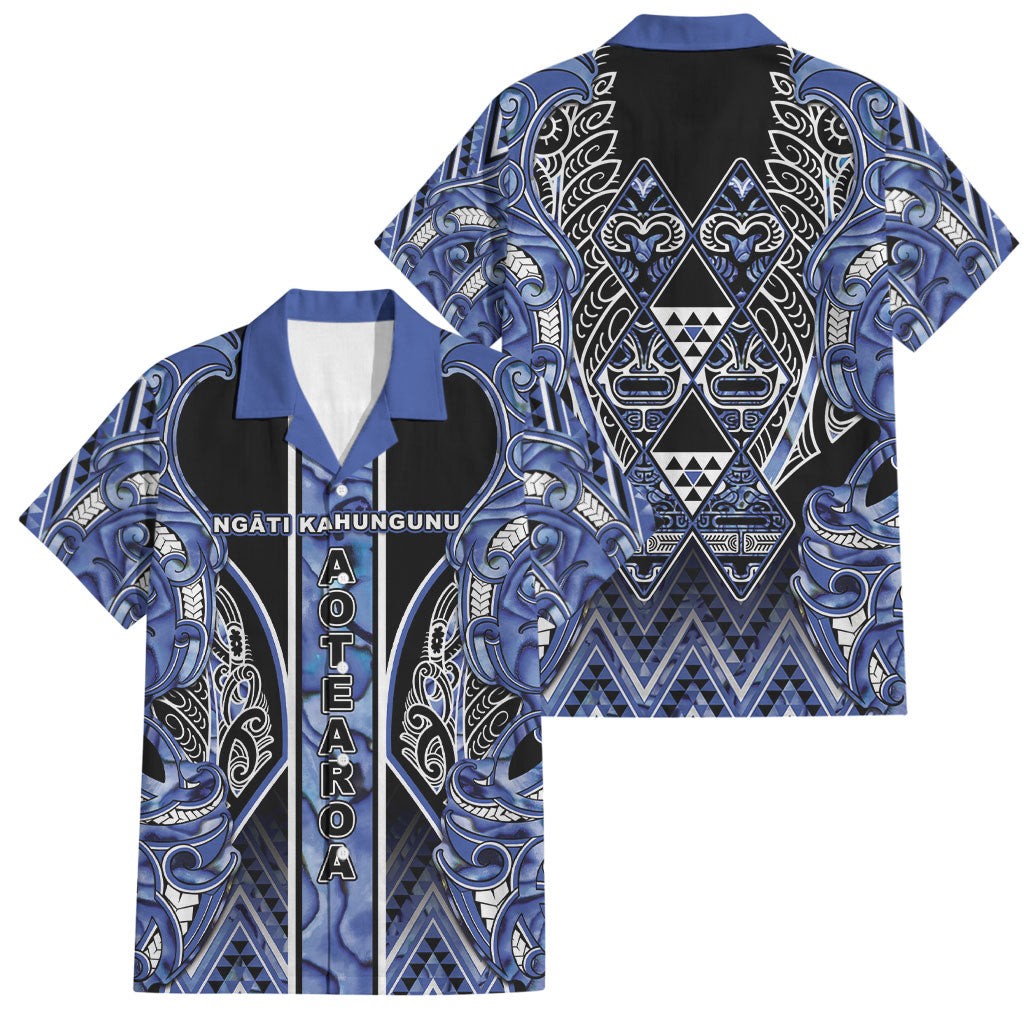 Aotearoa Ngati Kahungunu Family Matching Mermaid Dress and Hawaiian Shirt Maori Tribal Blue Paua Shell Pattern