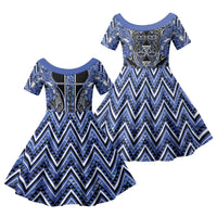 Aotearoa Ngati Kahungunu Family Matching Puletasi and Hawaiian Shirt Maori Tribal Blue Paua Shell Pattern