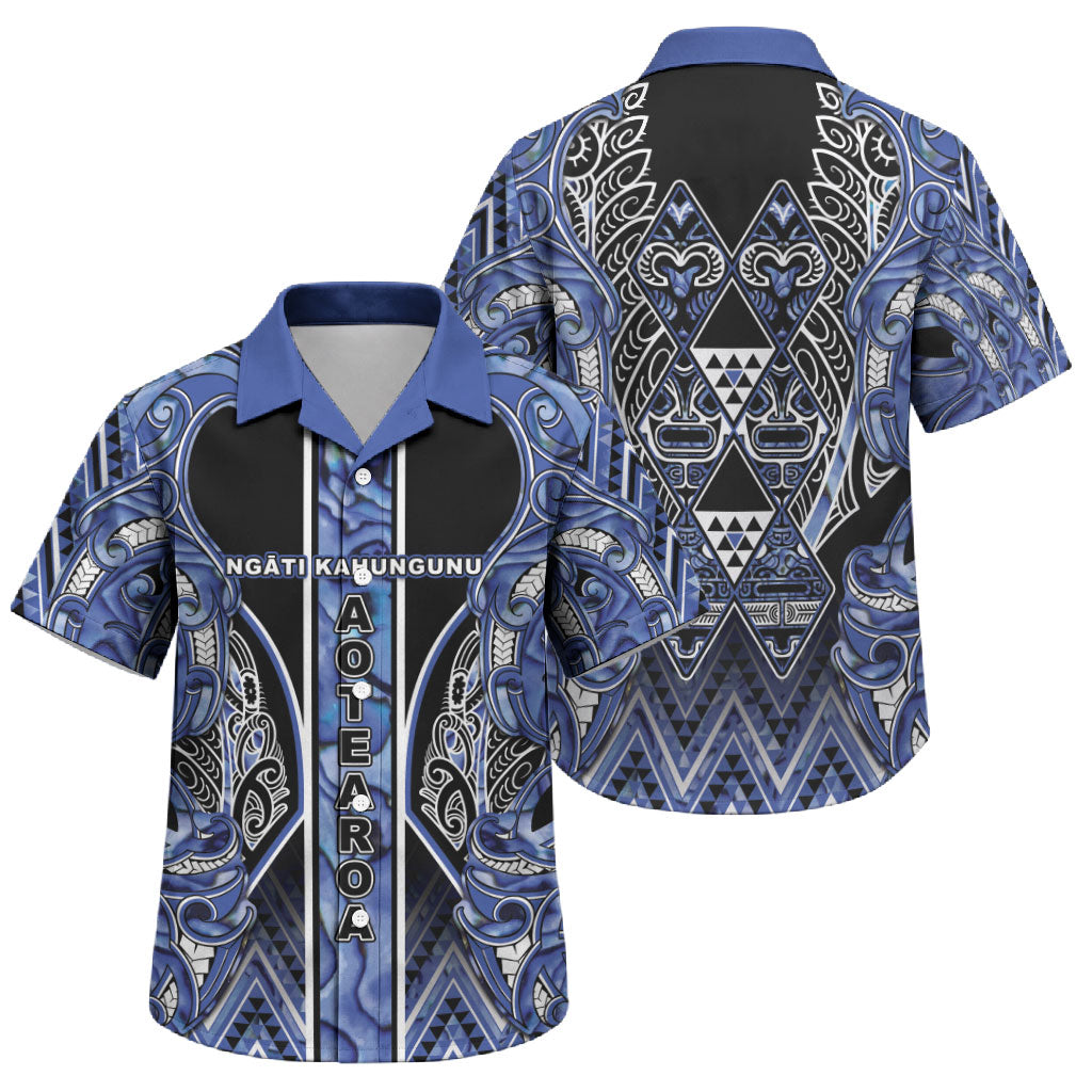 Aotearoa Ngati Kahungunu Family Matching Summer Maxi Dress and Hawaiian Shirt Maori Tribal Blue Paua Shell Pattern