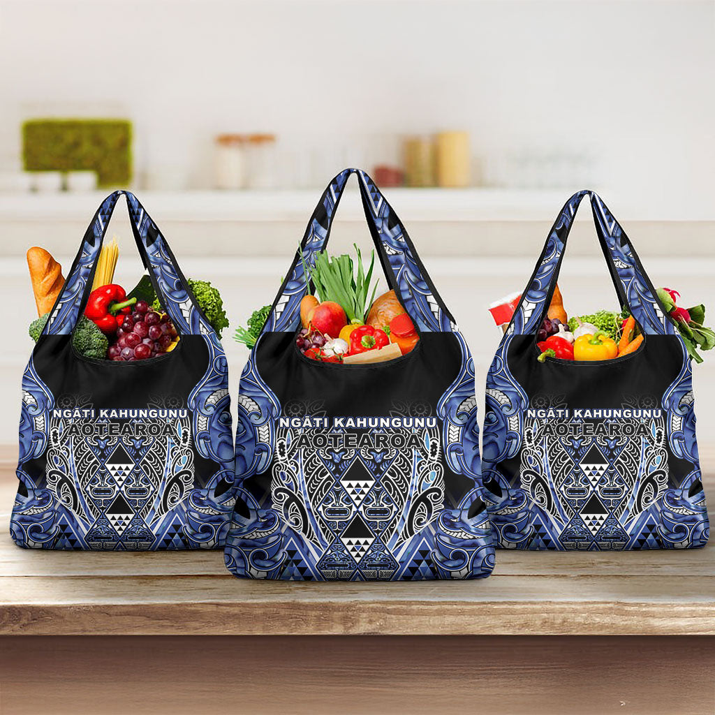 Aotearoa Ngati Kahungunu Grocery Bag Maori Tribal Blue Paua Shell Pattern