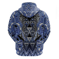 Aotearoa Ngati Kahungunu Hoodie Maori Tribal Blue Paua Shell Pattern