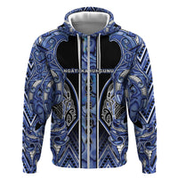 Aotearoa Ngati Kahungunu Hoodie Maori Tribal Blue Paua Shell Pattern