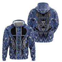Aotearoa Ngati Kahungunu Hoodie Maori Tribal Blue Paua Shell Pattern